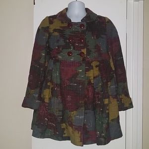 Anthropologie Elevenses Wool Colorful Pea Coat